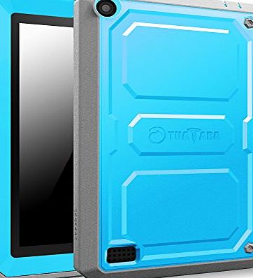 FINTIE  Fire 7 2015 Case - [CaseBot Tuatara] Rugged Unibody Dual Layer Hybrid Full Protective Cover with Built-in Screen Protector and Impact Resistant Bumper for Amazon Fire 7`` Tablet (5th Gen), Green